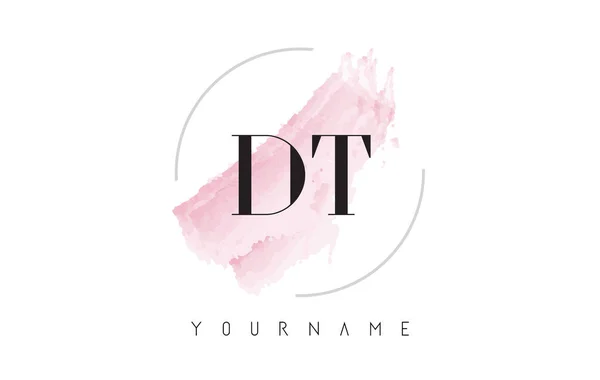 DT D T Watercolor Carta Logo Design com padrão de escova circular —  Vetores de Stock