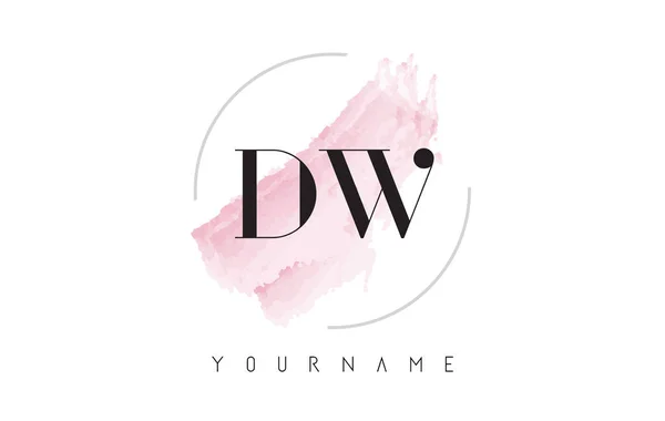 DW D W Watercolor Letter Logo Design with Circular Brush Pattern — Stock Vector