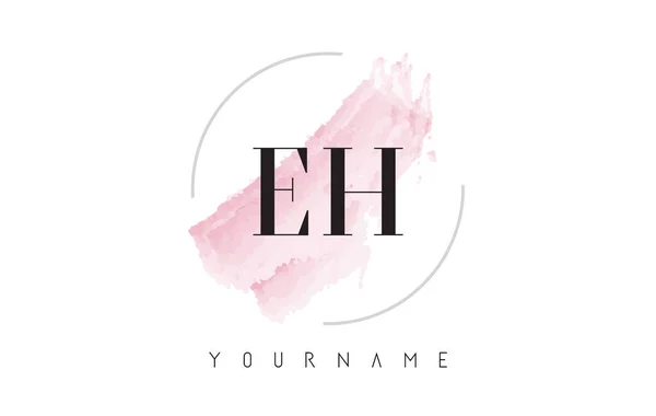 Diseño de logotipo de letra de acuarela EH E H con patrón de cepillo circular — Vector de stock