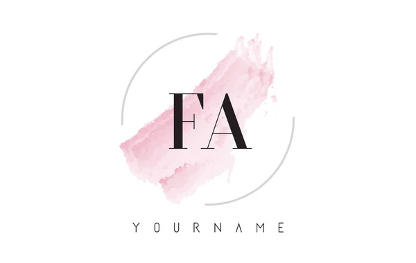 FA F Un diseño de logotipo de letra de acuarela con patrón de cepillo circular — Vector de stock