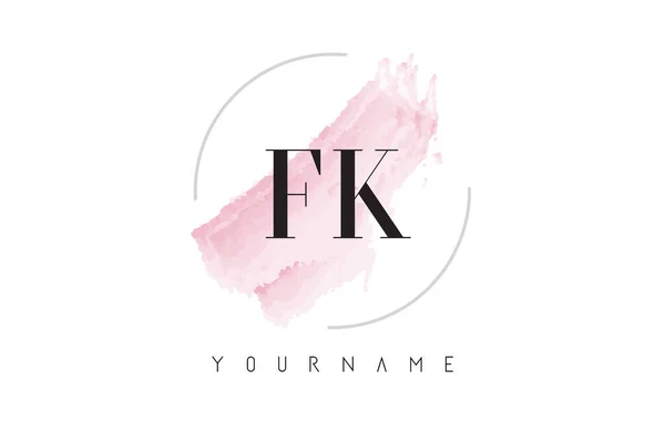 FK F K aquarel brief Logo ontwerp met circulaire penseelpatroon — Stockvector