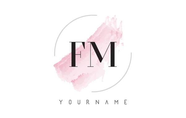 FM F M Watercolor Carta Logo Design com padrão de escova circular —  Vetores de Stock