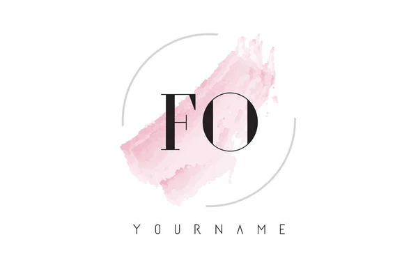 FO F O Diseño de Logo de letra de acuarela con patrón de pincel circular — Vector de stock