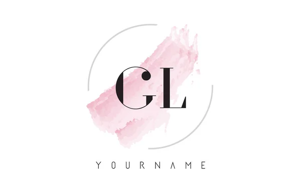 Gl G L aquarel brief Logo ontwerp met circulaire penseelpatroon — Stockvector