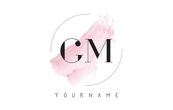 Diseño de logotipo de letra de acuarela GM G M con patrón de cepillo circular — Vector de stock