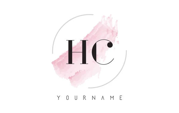 HC H C Aquarelle Lettre Logo Design avec motif de brosse circulaire — Image vectorielle