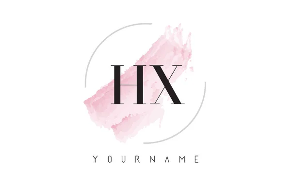Diseño del logotipo de la letra de acuarela HX H X con patrón de cepillo circular — Vector de stock