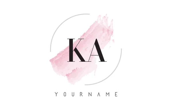 Ka K A aquarel brief Logo ontwerp met circulaire penseelpatroon — Stockvector
