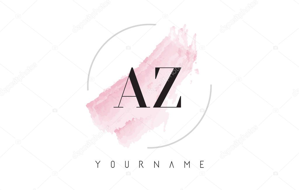 AZ A Z Watercolor Letter Logo Design with Circular Brush Pattern
