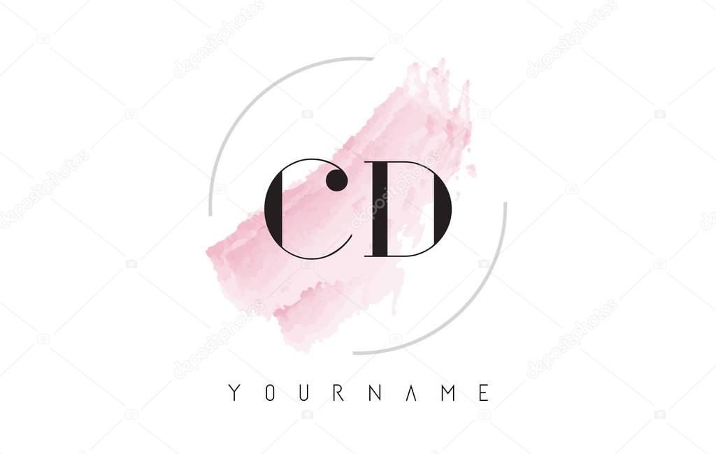 CD C D Watercolor Letter Logo Design with Circular Brush Pattern