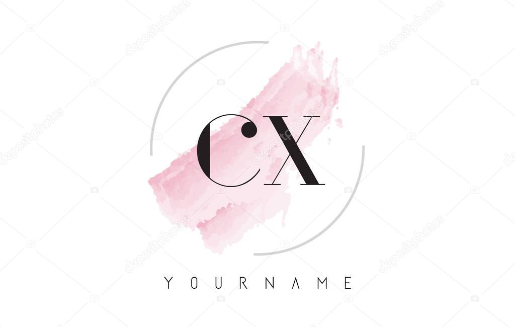 CX C X Watercolor Letter Logo Design with Circular Brush Pattern