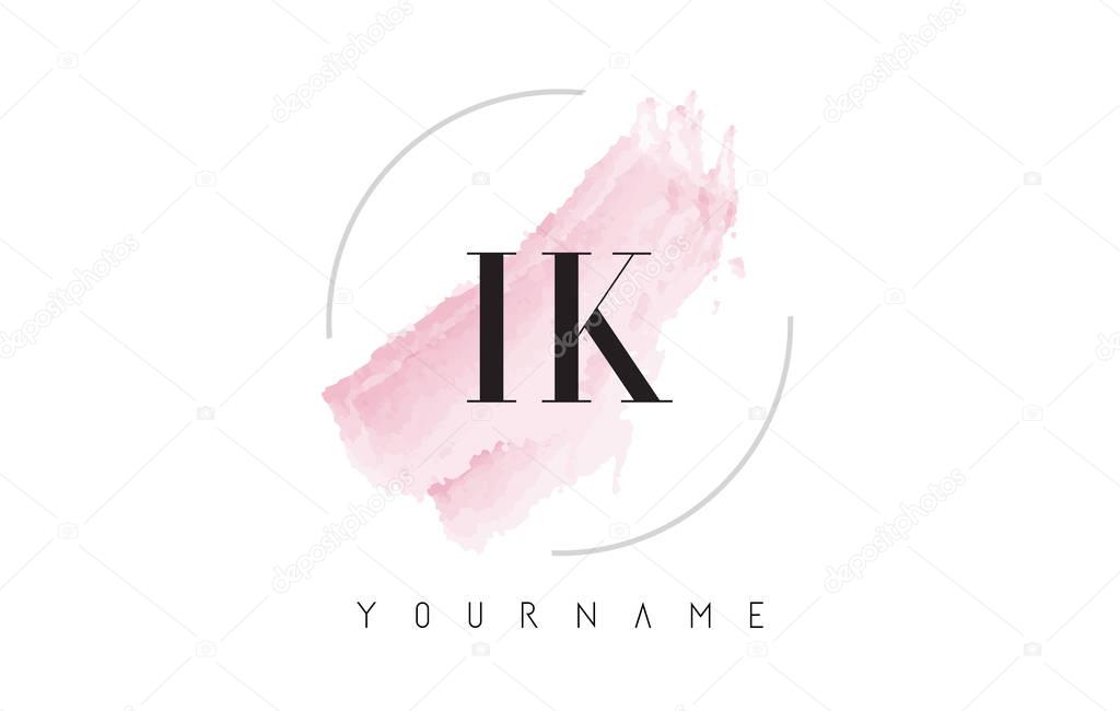 IK I K Watercolor Letter Logo Design with Circular Brush Pattern