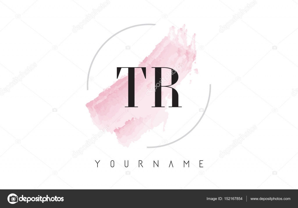 TR T R Watercolor Letter Logo Design with Circular Brush Pattern Stock ...
