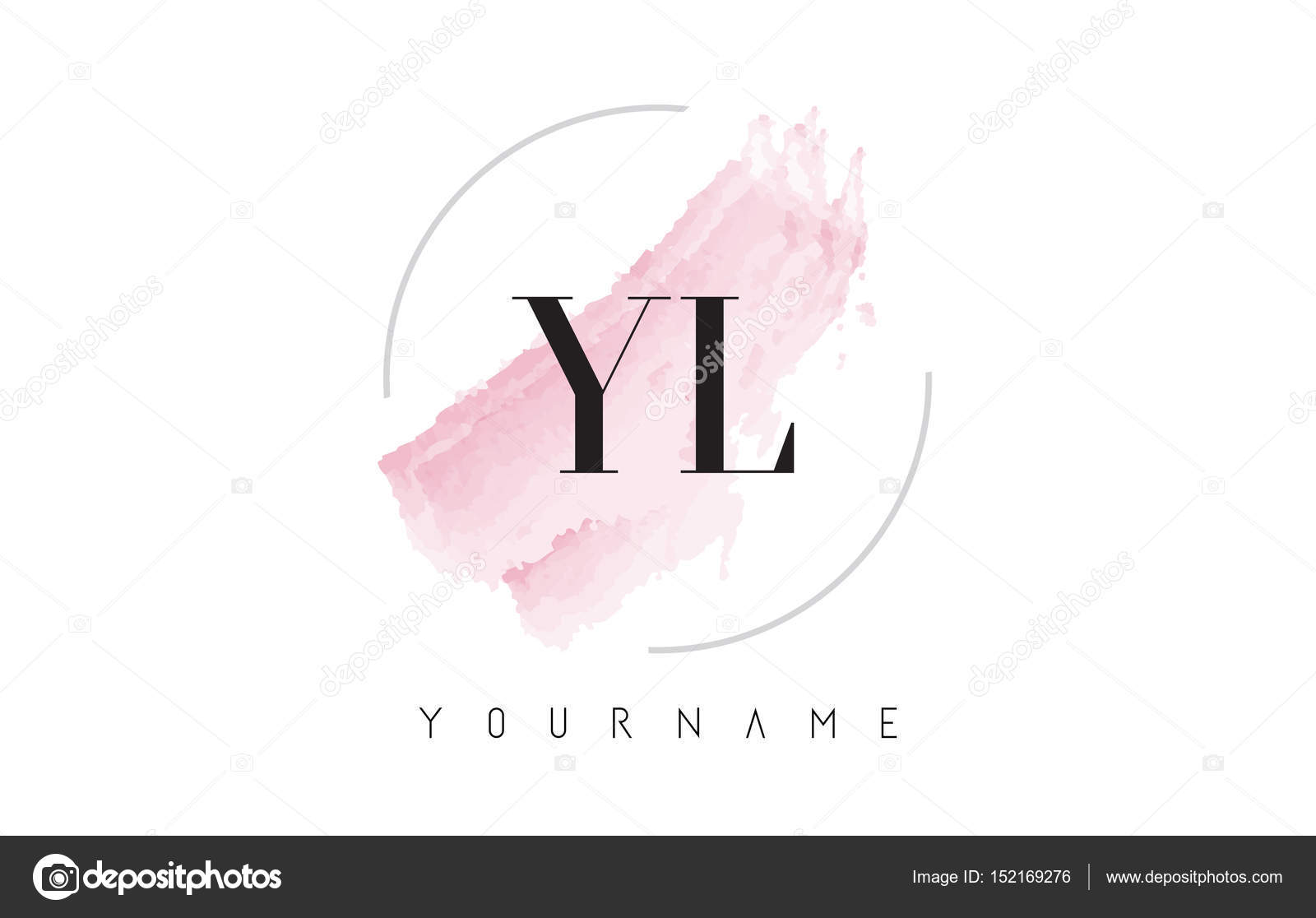 YL Y L Watercolor Letter Logo Design with Circular Brush Pattern
