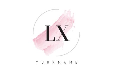 Yuvarlak fırça deseni ile LX L X suluboya mektup Logo Tasarım