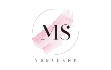 MS M S suluboya mektup Logo Tasarım dairesel fırça deseni ile