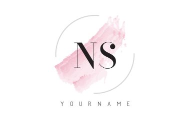 Yuvarlak fırça deseni ile NS N S suluboya mektup Logo Tasarım