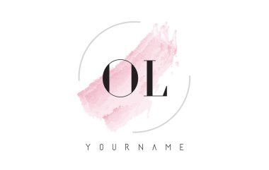 Dairesel fırça deseni ile ol O L suluboya mektup Logo Tasarım