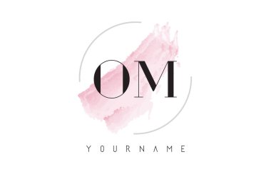 OM O M suluboya harf Logo Tasarım dairesel fırça deseni ile