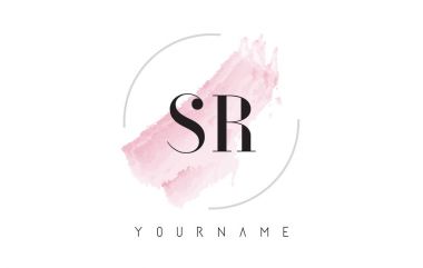 Yuvarlak fırça deseni ile SR S R suluboya mektup Logo Tasarım