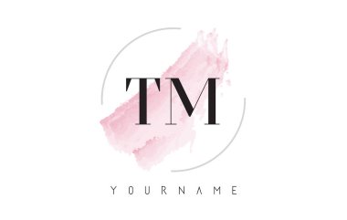 TM T M suluboya mektup Logo Tasarım dairesel fırça deseni ile