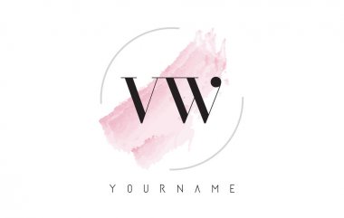 VW V W suluboya mektup Logo Tasarım dairesel fırça deseni ile