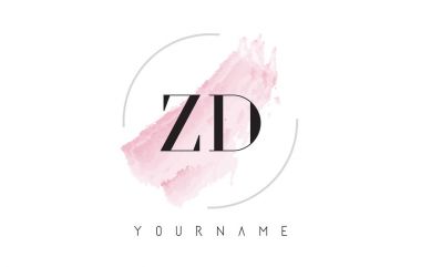 ZD Z D suluboya mektup Logo Tasarım dairesel fırça deseni ile