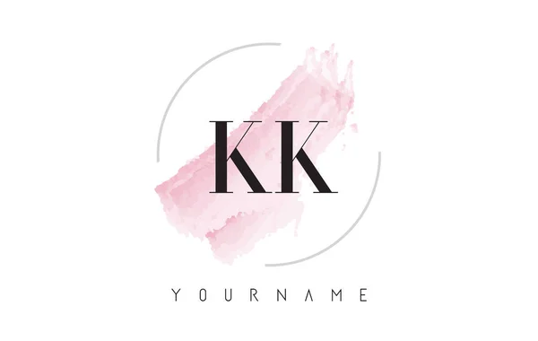 Kk K K aquarel brief Logo ontwerp met circulaire penseelpatroon — Stockvector