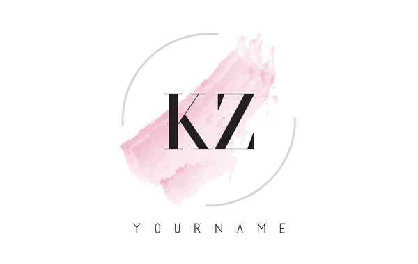 KZ K Z Watercolor Carta Logo Design com padrão de escova circular —  Vetores de Stock