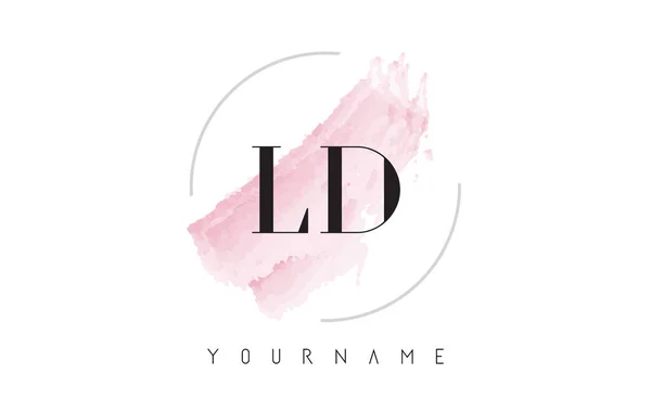 LD L D การออกแบบโลโก้ตัวอักษรสีน้ําด้วยรูปแบบแปรงวงกลม — ภาพเวกเตอร์สต็อก