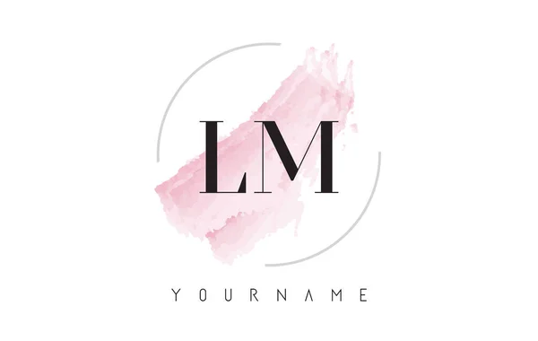 Lm l m Aquarell Buchstabe Logo Design mit kreisförmigem Pinselmuster — Stockvektor