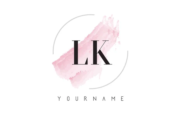 LK L K aquarel brief Logo ontwerp met circulaire penseelpatroon — Stockvector