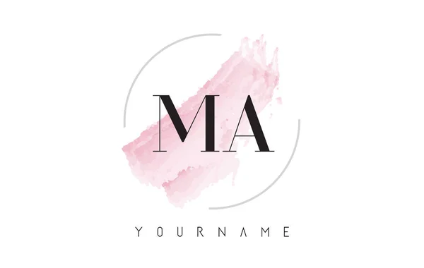 MA M Un diseño de logotipo de letra de acuarela con patrón de cepillo circular — Vector de stock