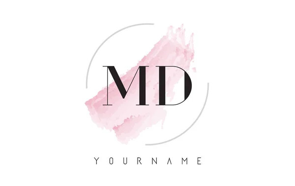 MD M D akvarell levél Logo Design a körkörös ecset mintázatok — Stock Vector