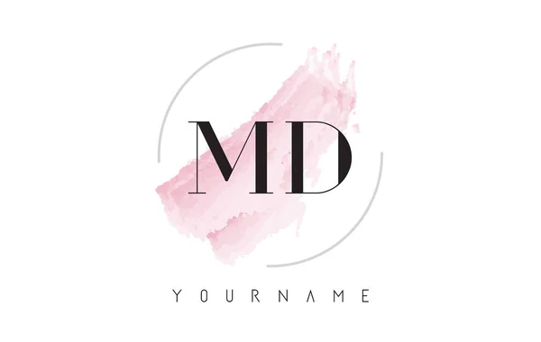 MD M D suluboya mektup Logo Tasarım dairesel fırça deseni ile