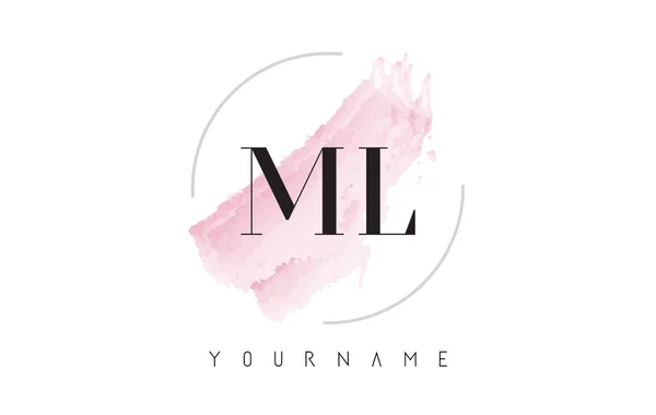 ML M L disegno del logo della lettera ad acquerello con motivo a pennello circolare — Vettoriale Stock