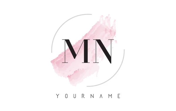 Σχεδιασμός λογότυπου επιστολή MN M N ακουαρέλα με κυκλικό πινέλο μοτίβο — Διανυσματικό Αρχείο