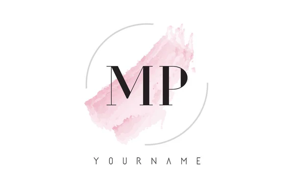 MP M P การออกแบบโลโก้ตัวอักษรสีน้ําด้วยรูปแบบแปรงวงกลม — ภาพเวกเตอร์สต็อก