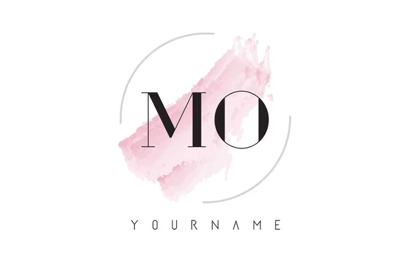 Mo M O aquarel brief Logo ontwerp met circulaire penseelpatroon — Stockvector