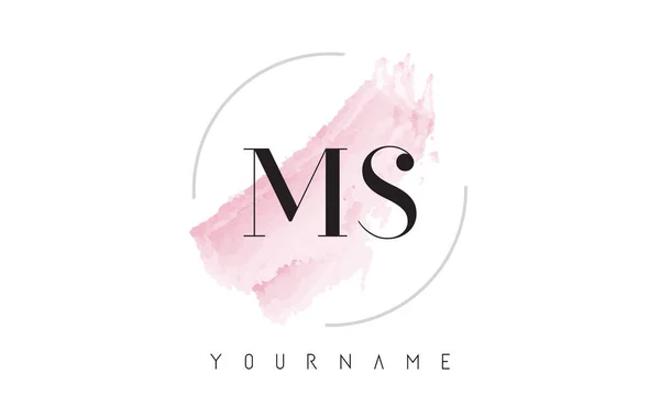 MS M S Aquarelle Lettre Logo Design avec motif de brosse circulaire — Image vectorielle