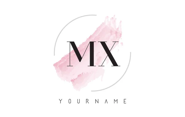 MX M X akvarel dopis Logo Design s kruhovou stopu vzorem — Stockový vektor