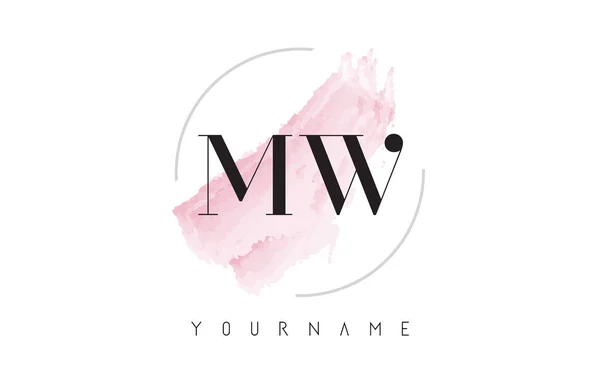 MW M W suluboya mektup Logo Tasarım dairesel fırça deseni ile