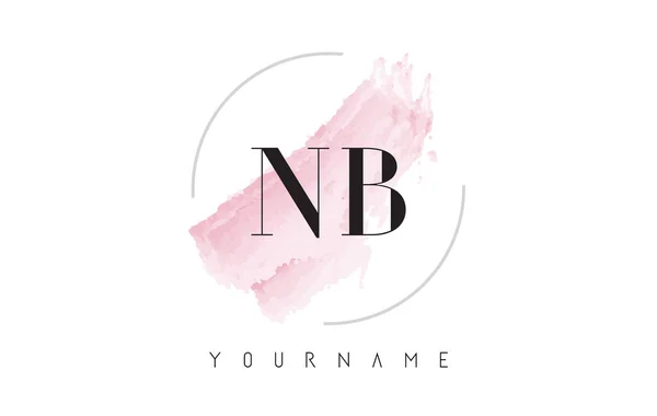 NB N B aquarel brief Logo ontwerp met circulaire penseelpatroon — Stockvector