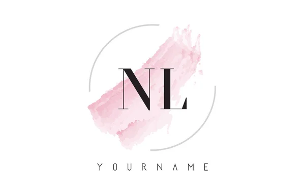 NL N L การออกแบบโลโก้ตัวอักษรสีน้ําด้วยรูปแบบแปรงวงกลม — ภาพเวกเตอร์สต็อก