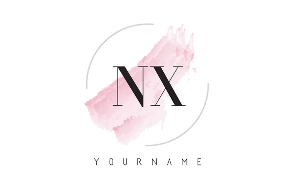 NX N X akvarell levél Logo Design a körkörös ecset mintázatok — Stock Vector