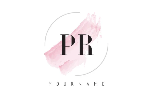 PR P R aquarel brief Logo ontwerp met circulaire penseelpatroon — Stockvector