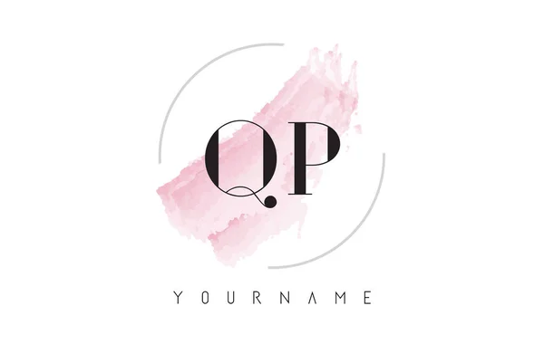 QP Q P akvarel dopis Logo Design s kruhovou stopu vzorem — Stockový vektor