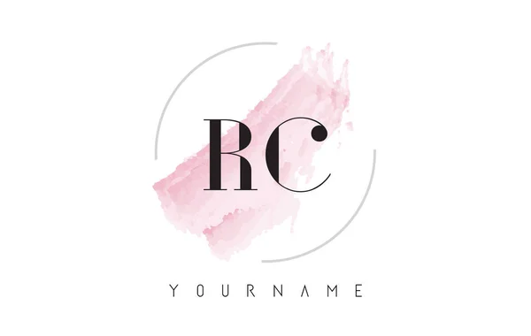 RC R C Aquarelle Lettre Logo Design avec motif de brosse circulaire — Image vectorielle