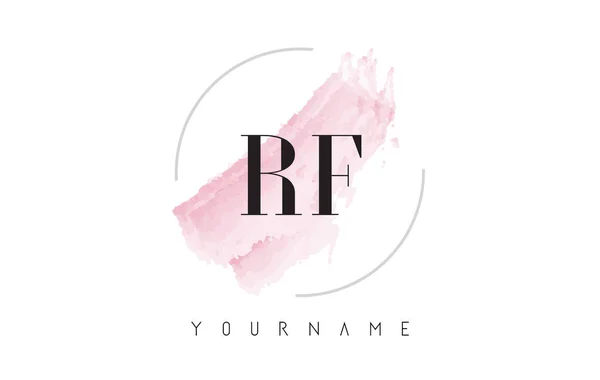 Diseño del logotipo de la letra de acuarela RF R F con patrón de cepillo circular — Vector de stock