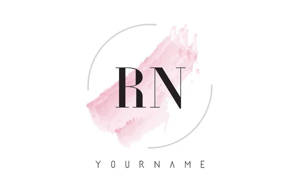 RN R N aquarel brief Logo ontwerp met circulaire penseelpatroon — Stockvector